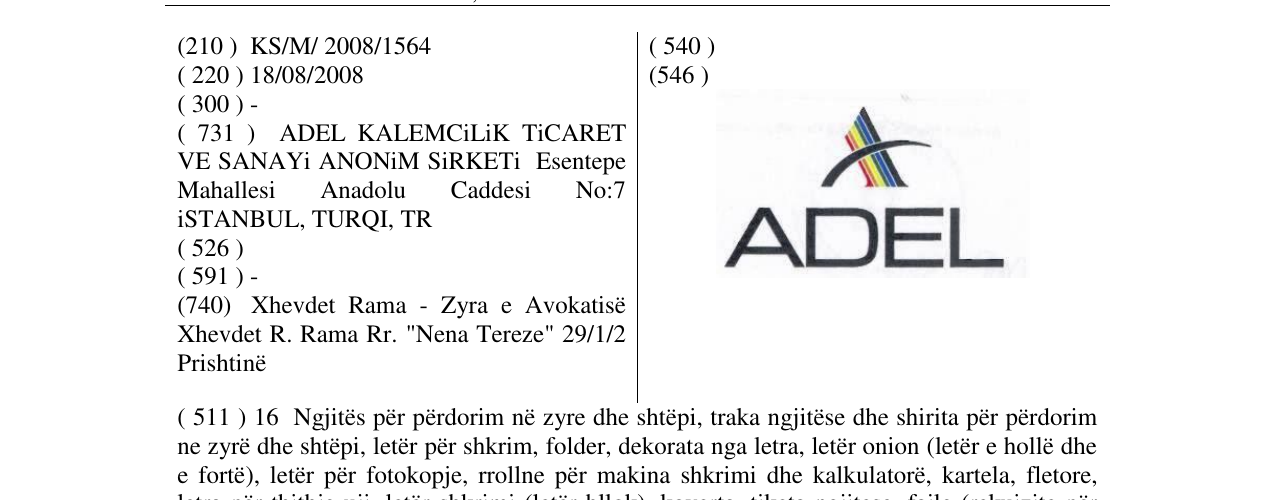 Zëri i markës ADEL fig. në buletin