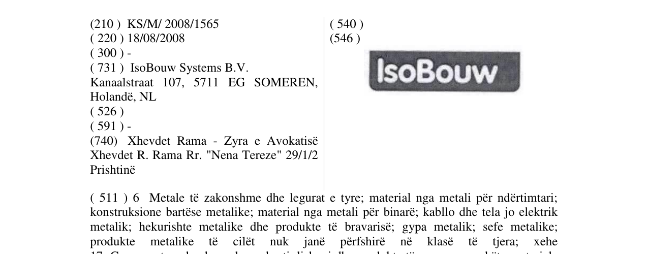 Zëri i markës ISOBOUW në buletin