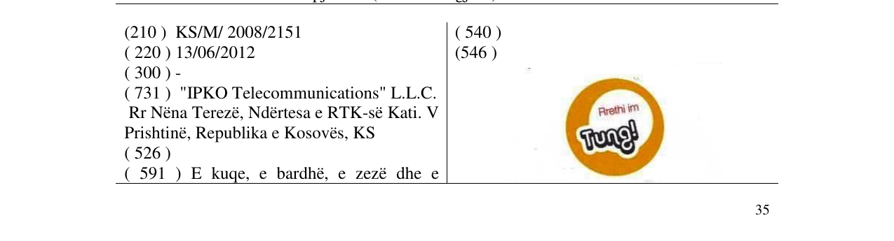 Zëri i markës Rrethi im Tung! në buletin
