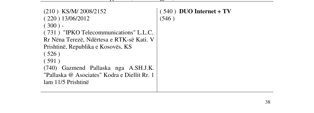 Zëri i markës DUO Internet + TV në buletin