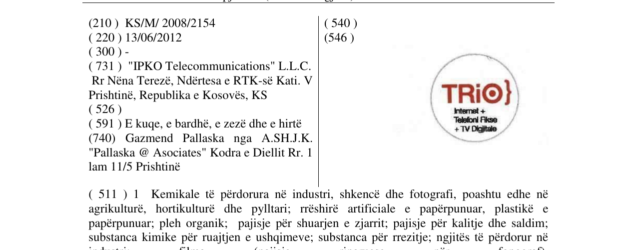 Zëri i markës TRIPO} Internet + Telefoni Fikse + TV Digjitale në buletin