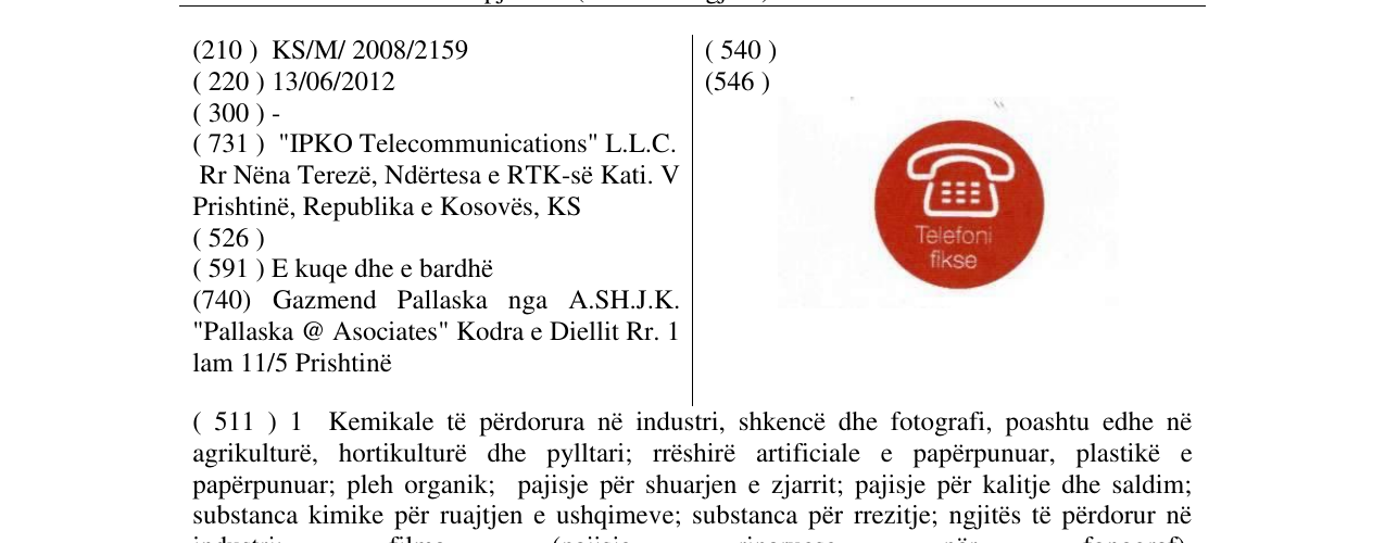 Zëri i markës Telefoni fikse në buletin