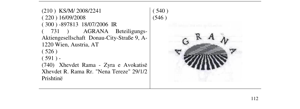 Zëri i markës AGRANA në buletin