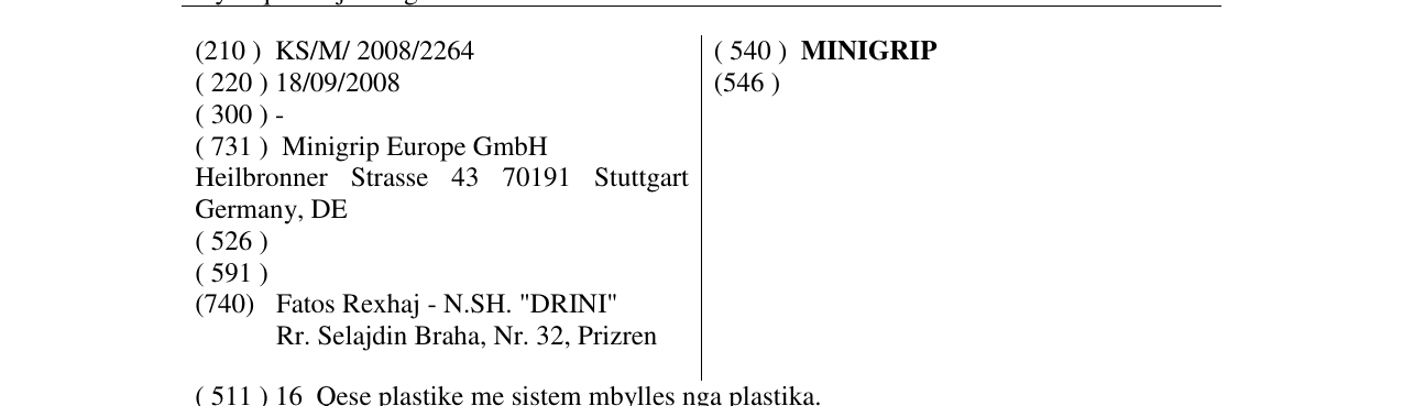 Zëri i markës MINIGRIP në buletin