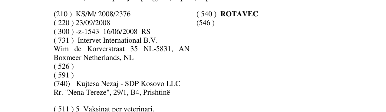 Zëri i markës ROTAVEC në buletin