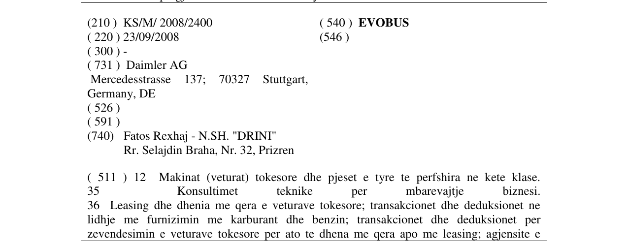 Zëri i markës EVOBUS në buletin