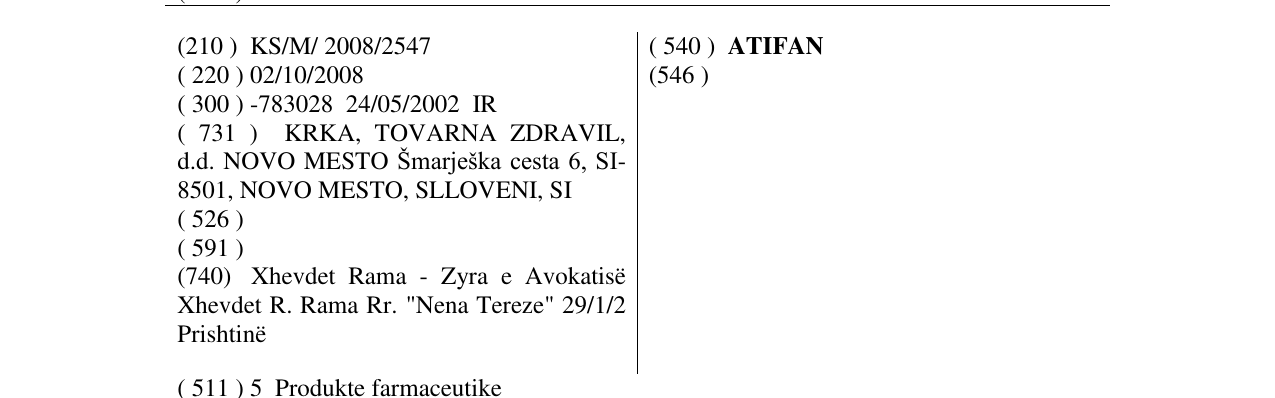Zëri i markës ATIFAN në buletin