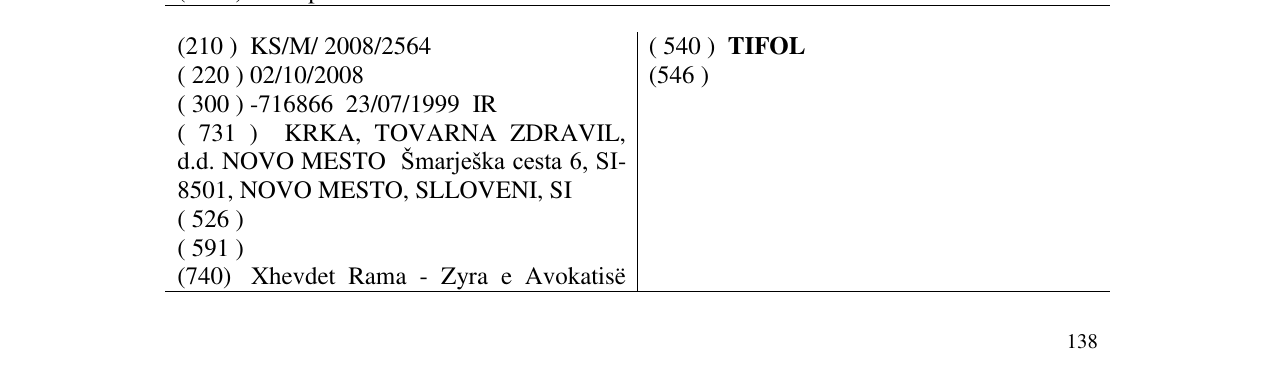 Zëri i markës TIFOL në buletin
