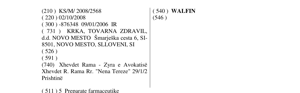Zëri i markës WALFIN në buletin