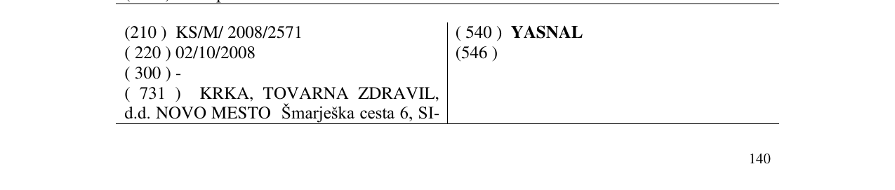 Zëri i markës YASNAL në buletin