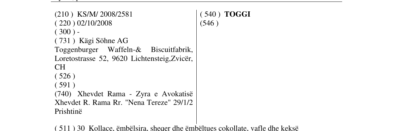 Zëri i markës TOGGI në buletin