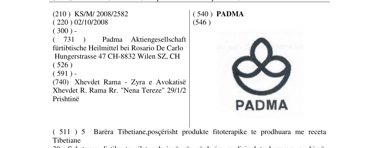 Zëri i markës PADMA në buletin