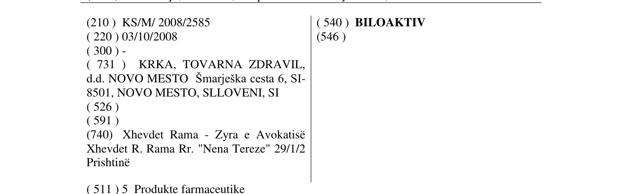 Zëri i markës BILOAKTIV në buletin