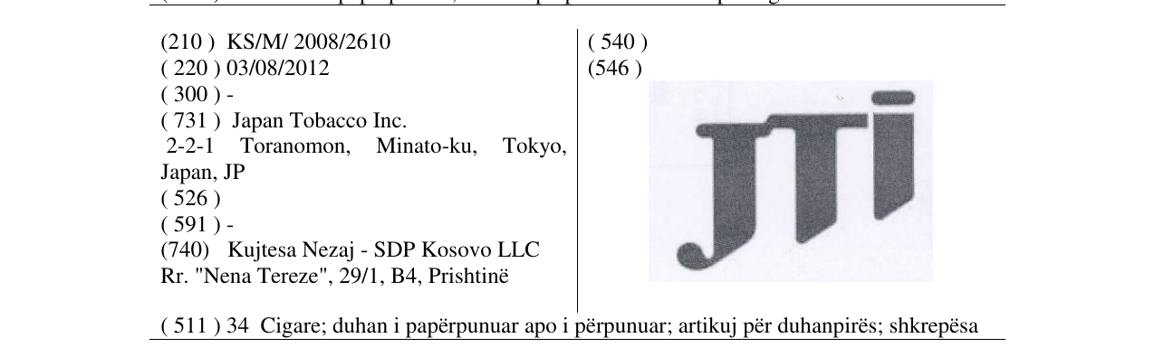 Zëri i markës JTi në buletin