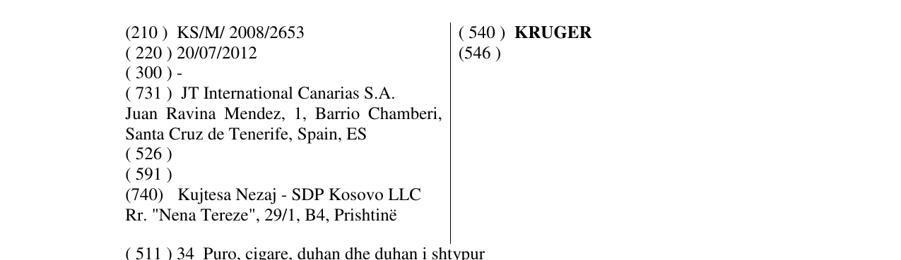Zëri i markës KRUGER në buletin