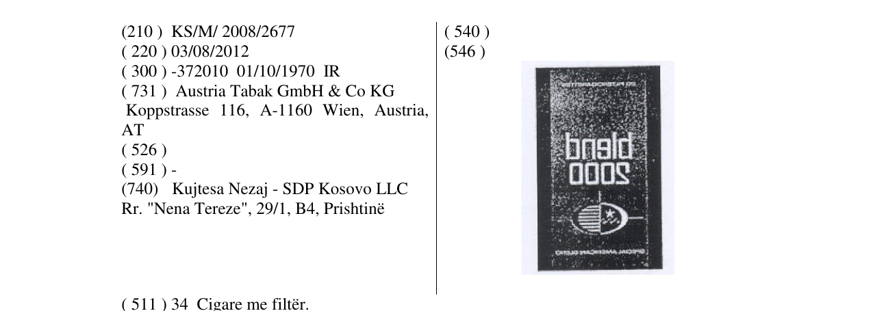 Zëri i markës blend 2000 në buletin