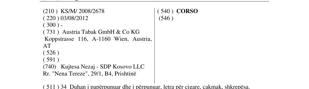 Zëri i markës CORSO në buletin