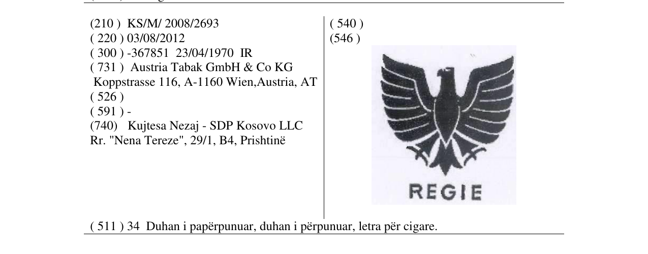 Zëri i markës REGIE në buletin