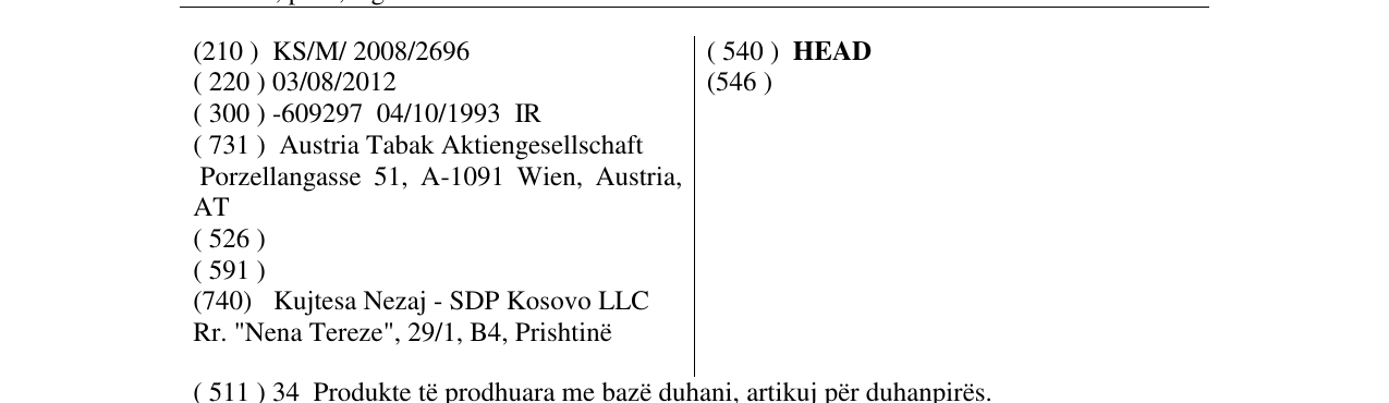 Zëri i markës HEAD në buletin
