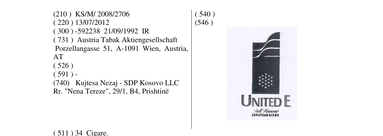 Zëri i markës UNITEDE FULL FLOWER EUROPEAN BLEND në buletin