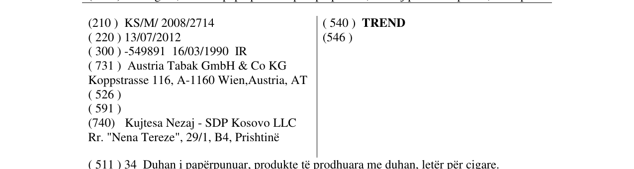 Zëri i markës TREND në buletin