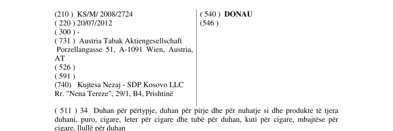Zëri i markës DONAU në buletin