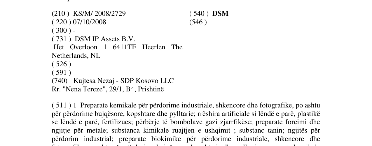 Zëri i markës DSM në buletin