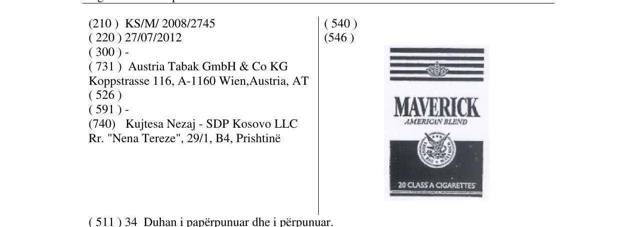 Zëri i markës MAVERICK në buletin