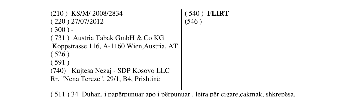 Zëri i markës FLIRT në buletin