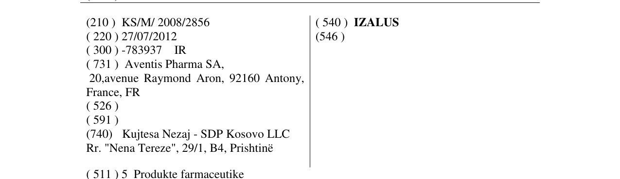 Zëri i markës IZALUS në buletin