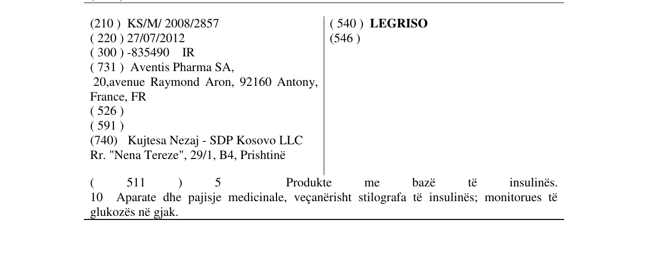 Zëri i markës LEGRISO në buletin