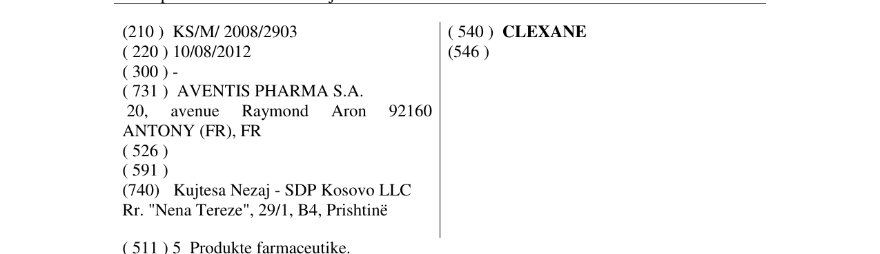 Zëri i markës CLEXANE në buletin