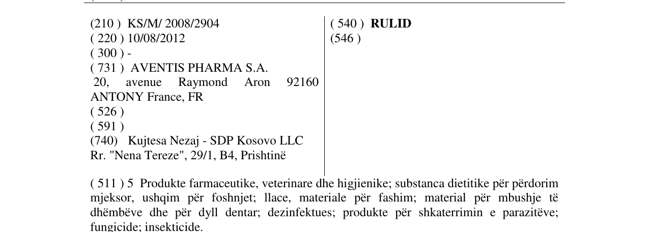Zëri i markës RULID në buletin
