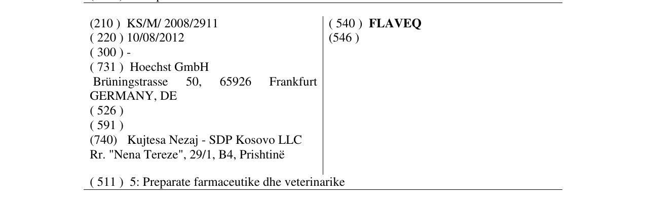 Zëri i markës FLAVEQ në buletin
