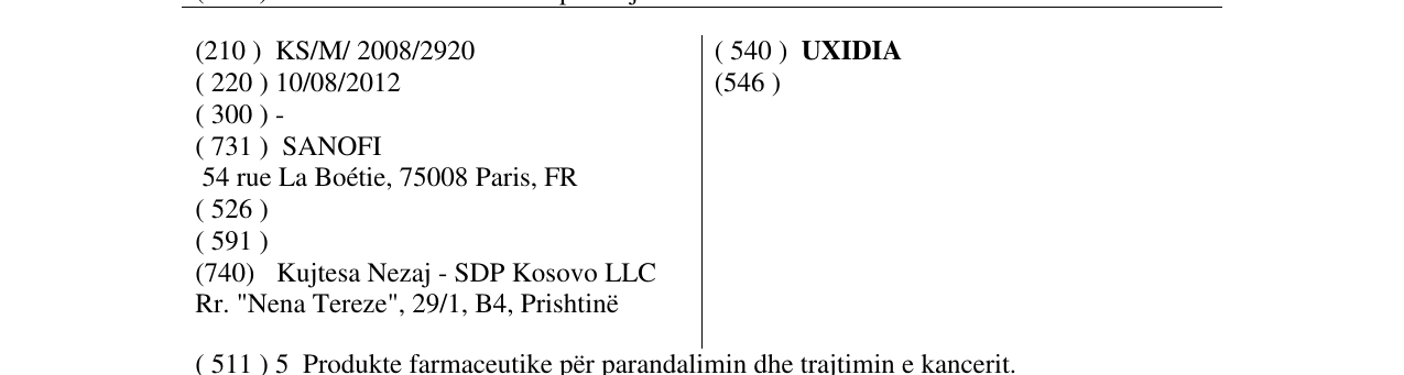 Zëri i markës UXIDIA në buletin