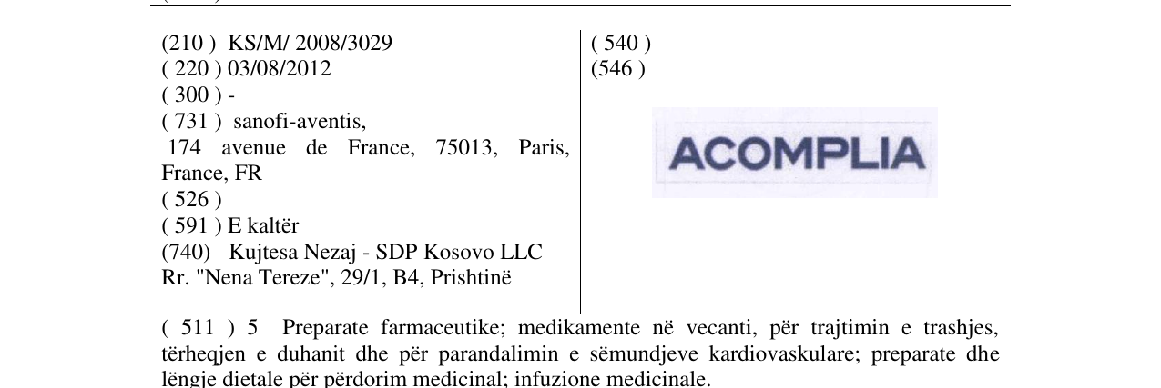 Zëri i markës ACOMPLIA në buletin
