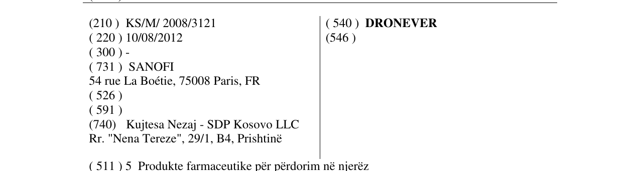 Zëri i markës DRONEVER në buletin