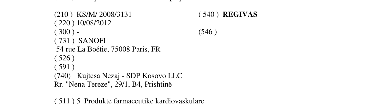 Zëri i markës REGIVAS në buletin