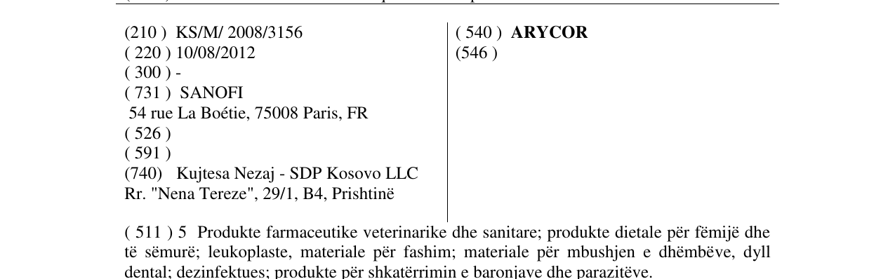 Zëri i markës ARYCOR në buletin