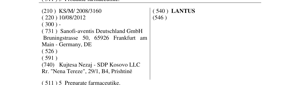 Zëri i markës LANTUS në buletin