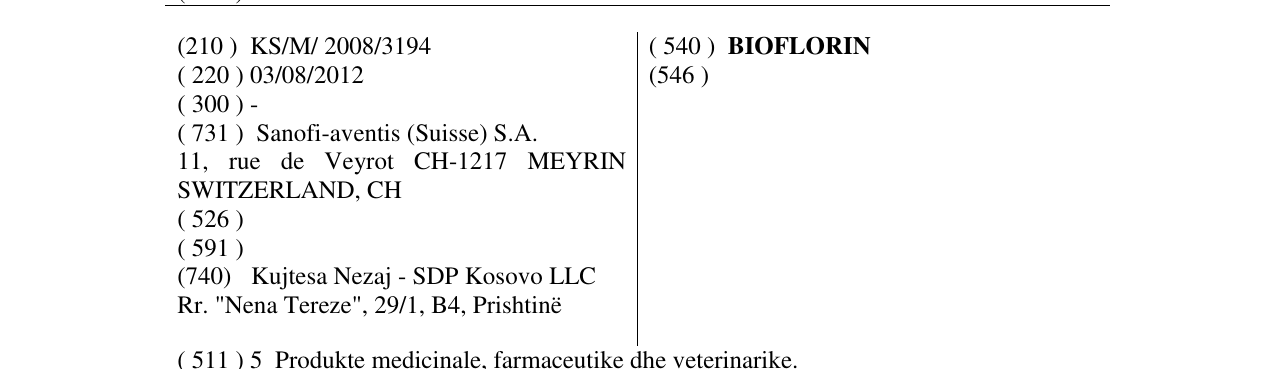 Zëri i markës BIOFLORIN në buletin