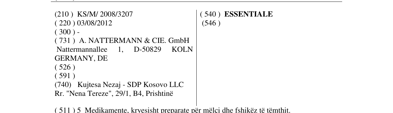 Zëri i markës ESSENTIALE në buletin