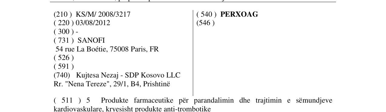 Zëri i markës PERXOAG në buletin