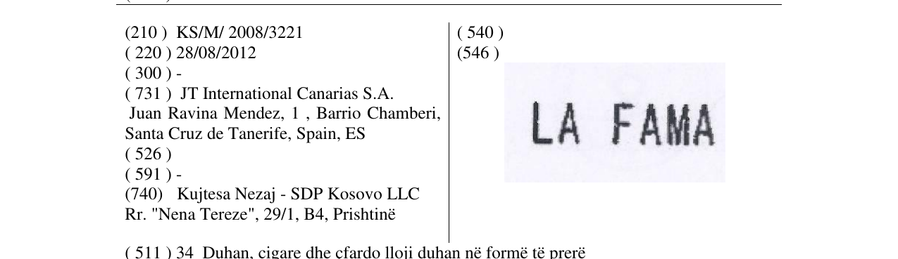 Zëri i markës LA FAMA në buletin
