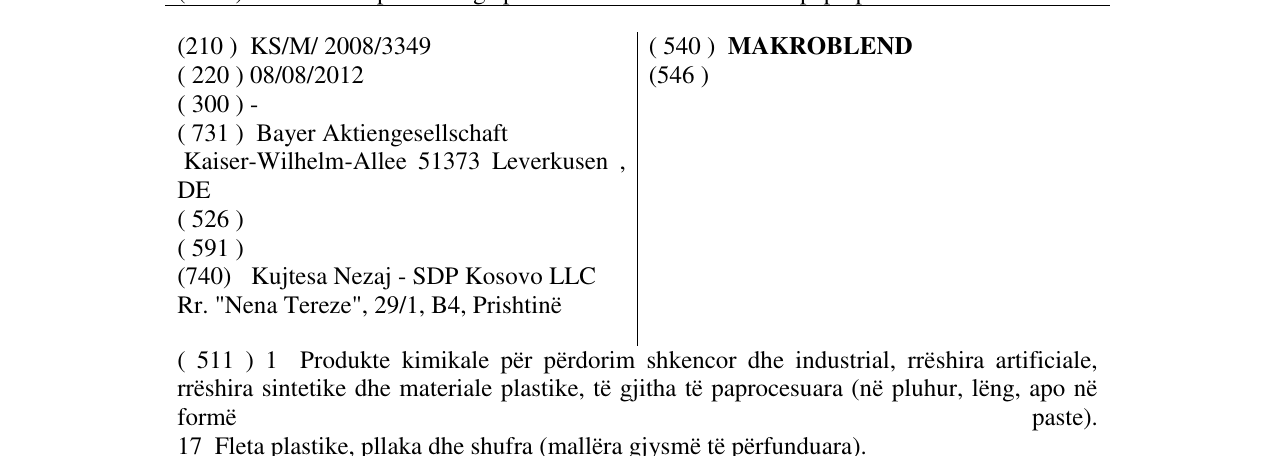 Zëri i markës MAKROBLEND në buletin