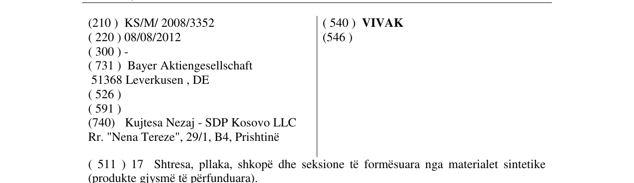 Zëri i markës VIVAK në buletin