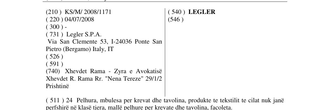 Zëri i markës LEGLER në buletin