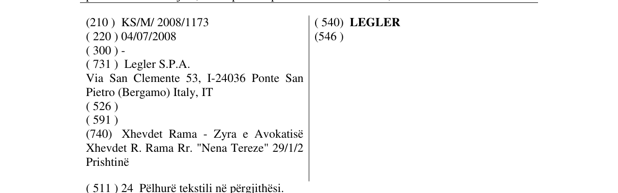 Zëri i markës LEGLER në buletin