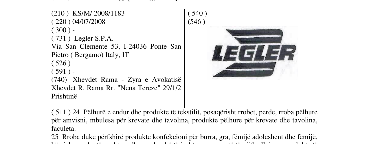Zëri i markës LEGLER- FIG. në buletin