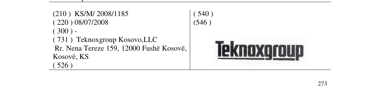 Zëri i markës TEKNOXGROUP në buletin